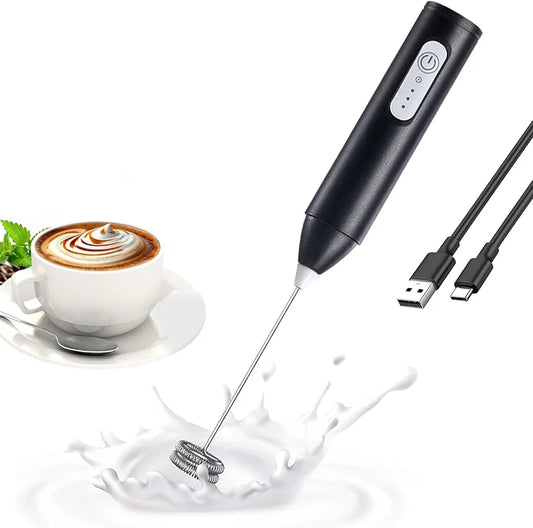 Black Electric Whisk (Milk Frother Rechargeable Handheld)
