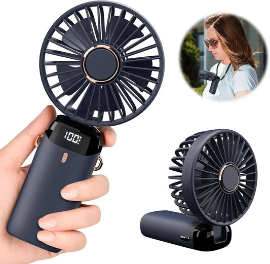 powerful rechargeable Portable Hand Fan Blue