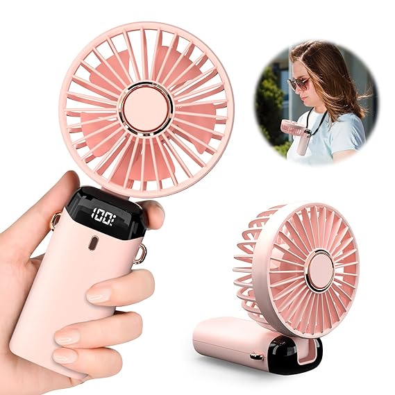 powerful rechargeable Portable Hand Fan PINK
