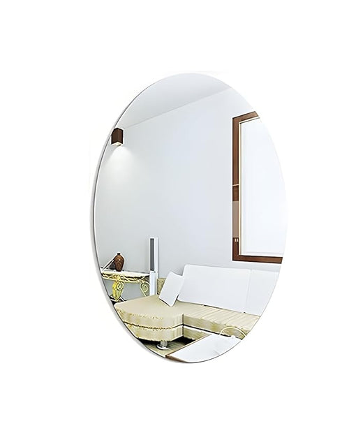 Oval Adhesive Wall Mirror Sticker – 30x20 cm Acrylic, Unbreakable