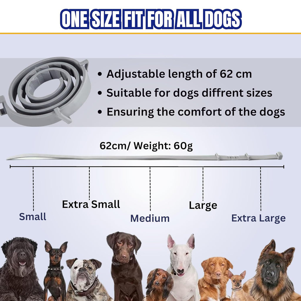 Adjustable Waterproof Flea & Tick Collar for Dogs – 8-Month Protection with Natural, Safe Ingredients | Adjustable, Safe, and Water-Resistant Dog Collar for All Breeds